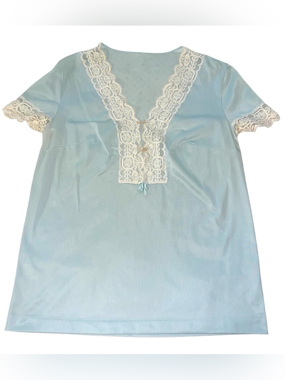 blue lace sleepwear top.
